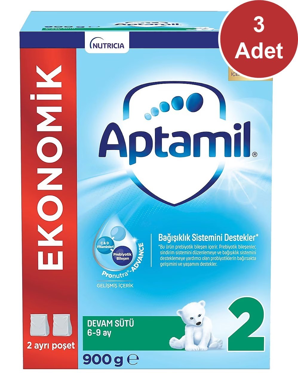 Aptamil 2 Devam Sütü 900 gr  3 Adet