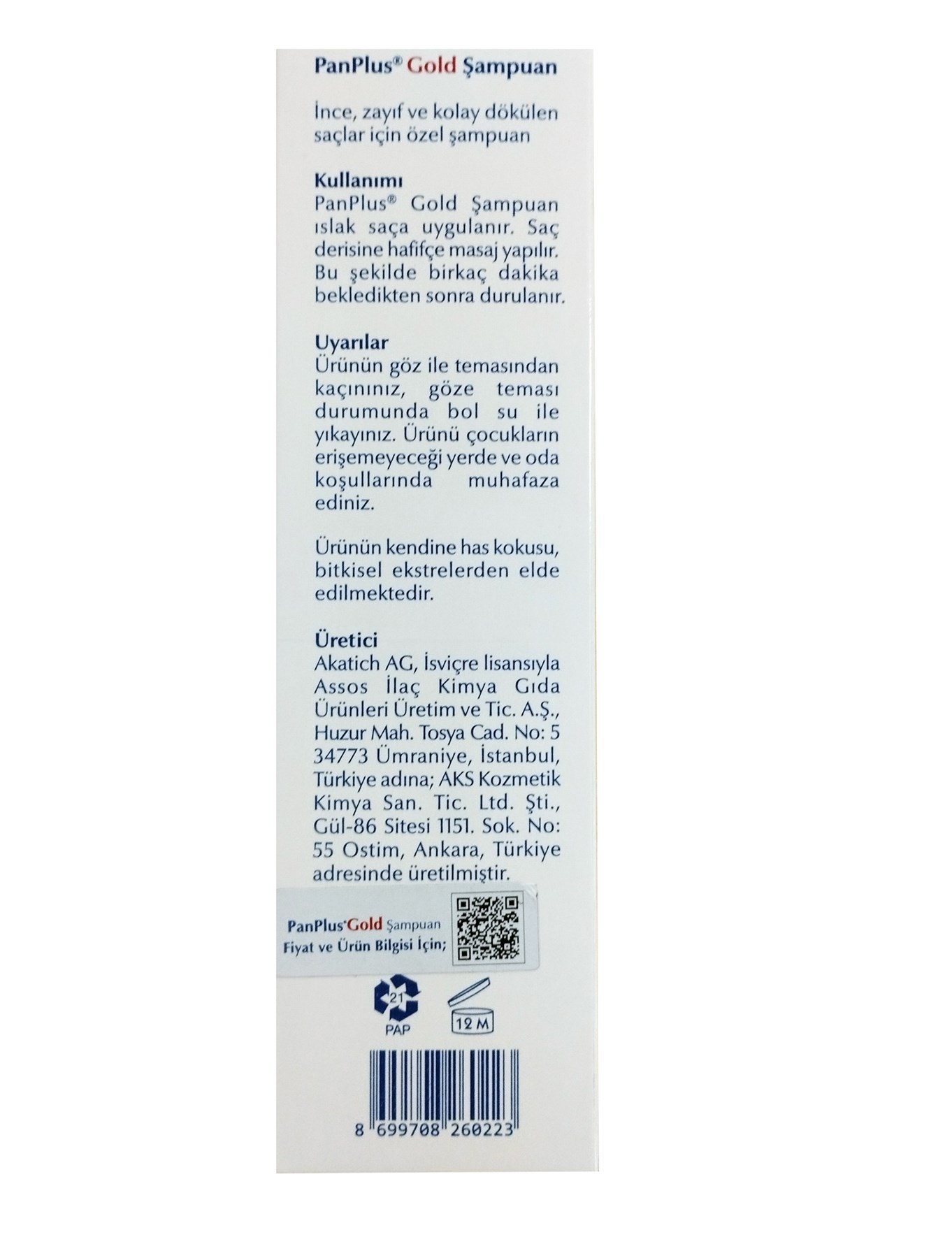 Assos PanPlus Gold 200 ml Ince ve Dökülen Saçlar için Şampuan